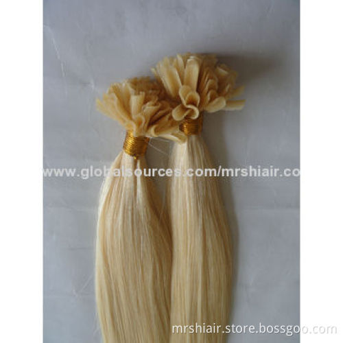 22-inch Blond Color Silk Straight European U-Tip Hair Extensions